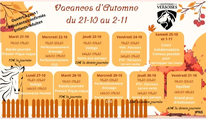 Vacances d'automnes - 21/10 au 02/11